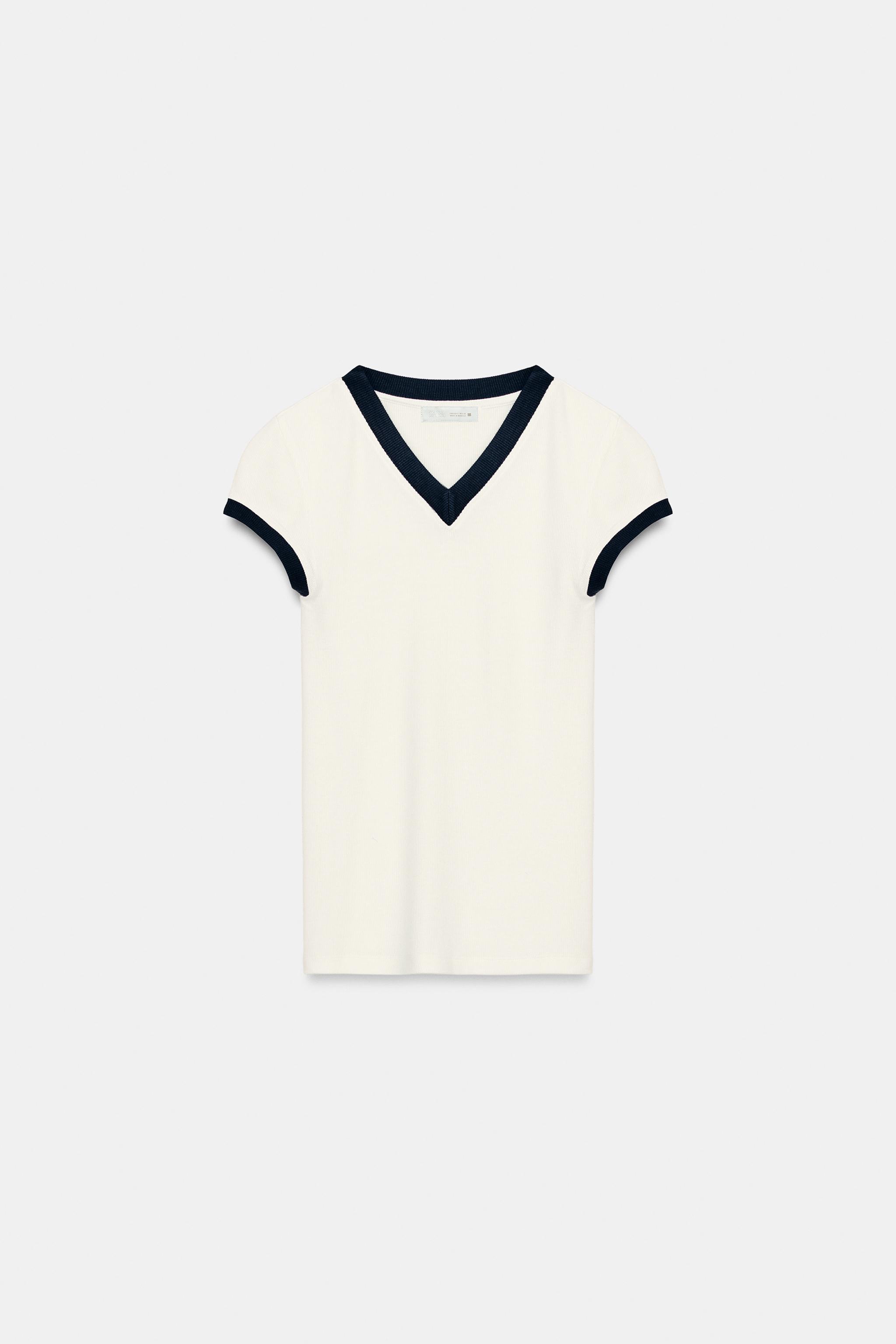 CONTRAST RIB T-SHIRT